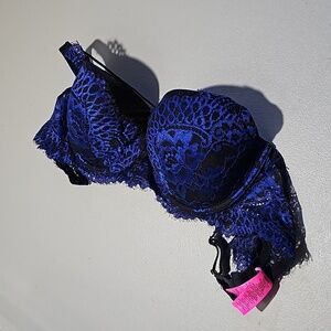La Senza So Free blue and black 32DD bra
